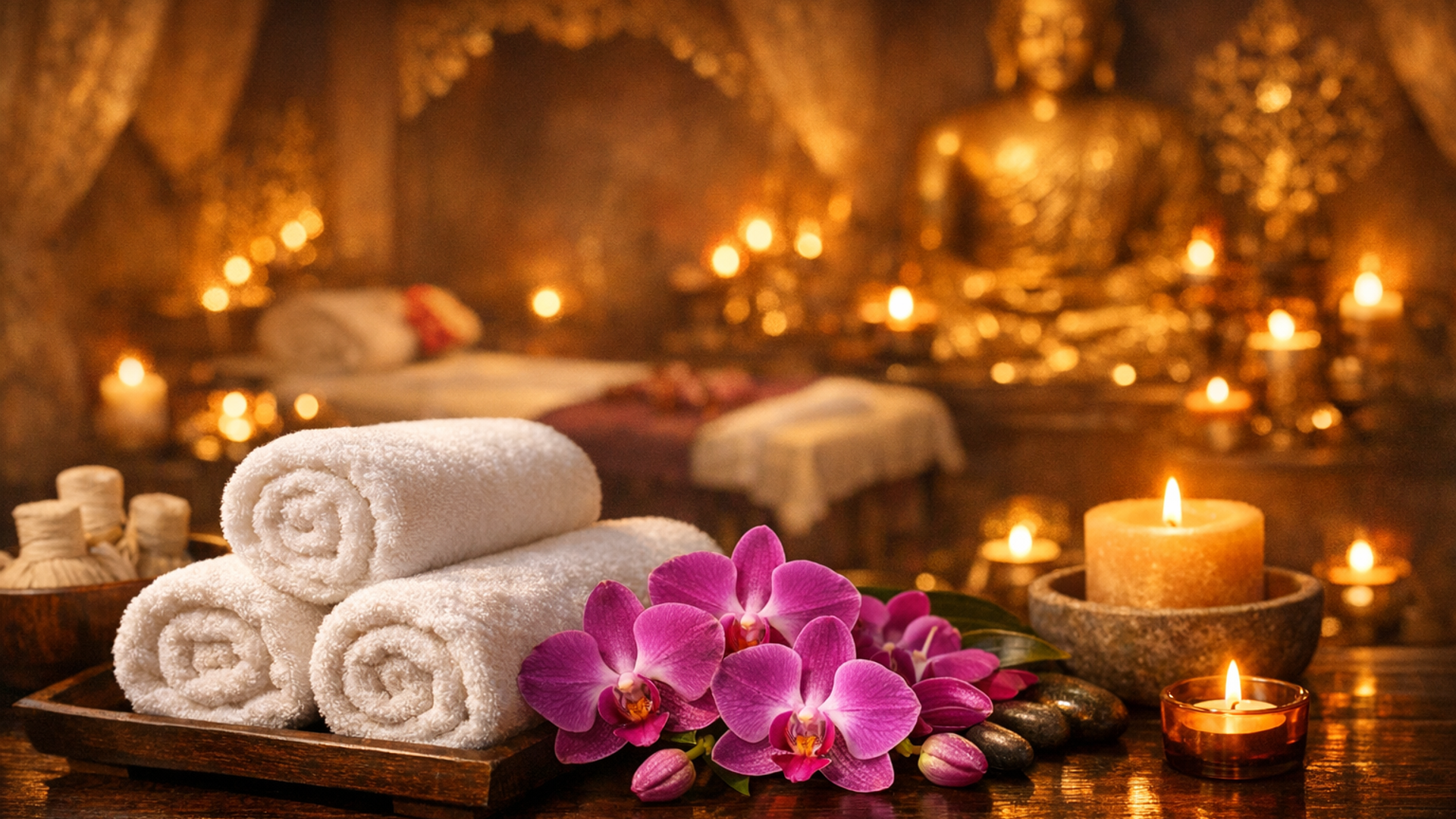 Entspannende Thai Massage Atmosphäre